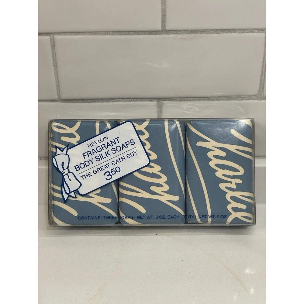 Vintage Charlie Revlon Body Silk Soap Bar 3 Pack Scented Perfumed 3 oz Each